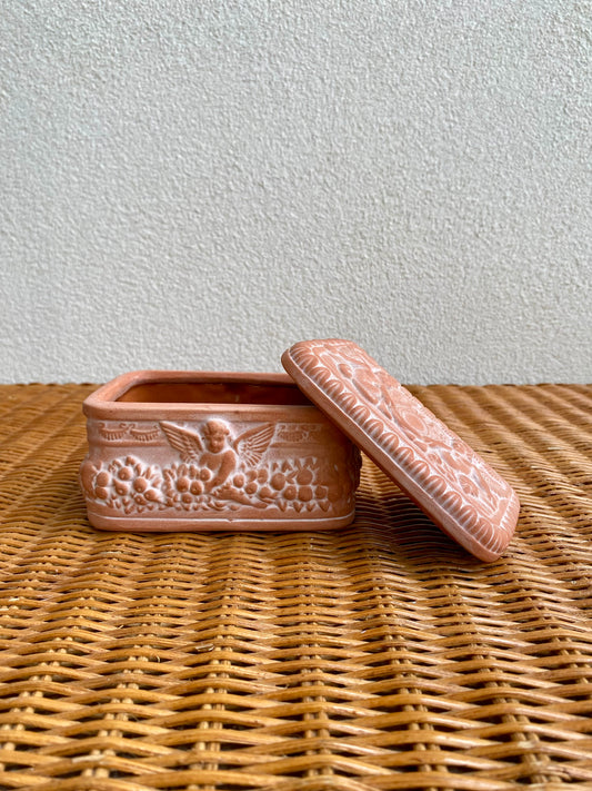 Vintage Terracotta Cherub Trinket Box