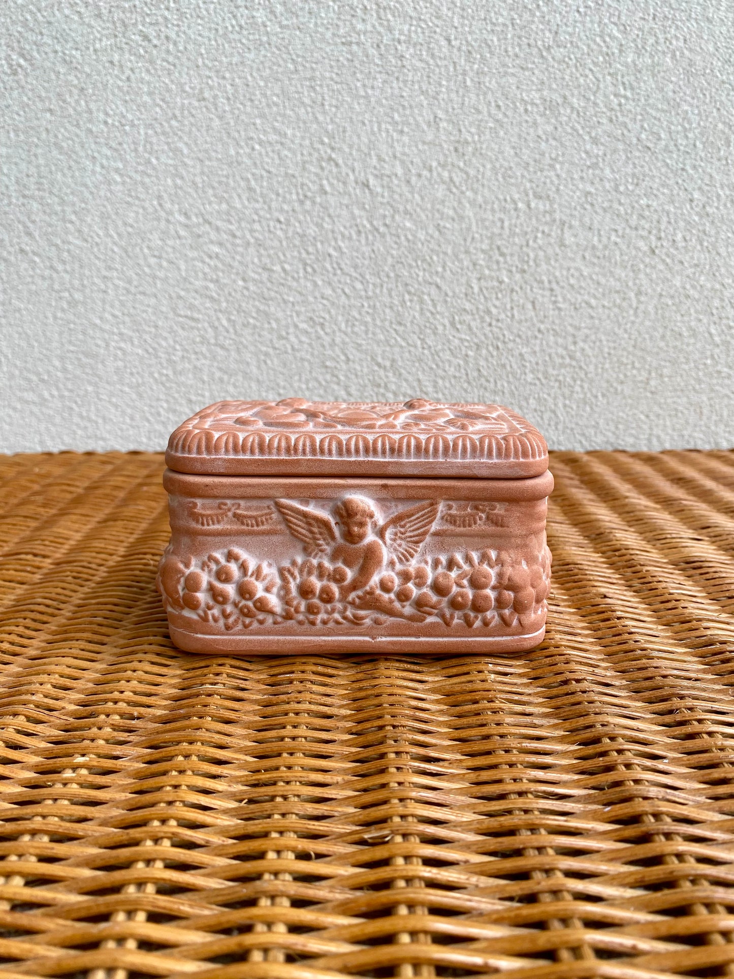 Vintage Terracotta Cherub Trinket Box