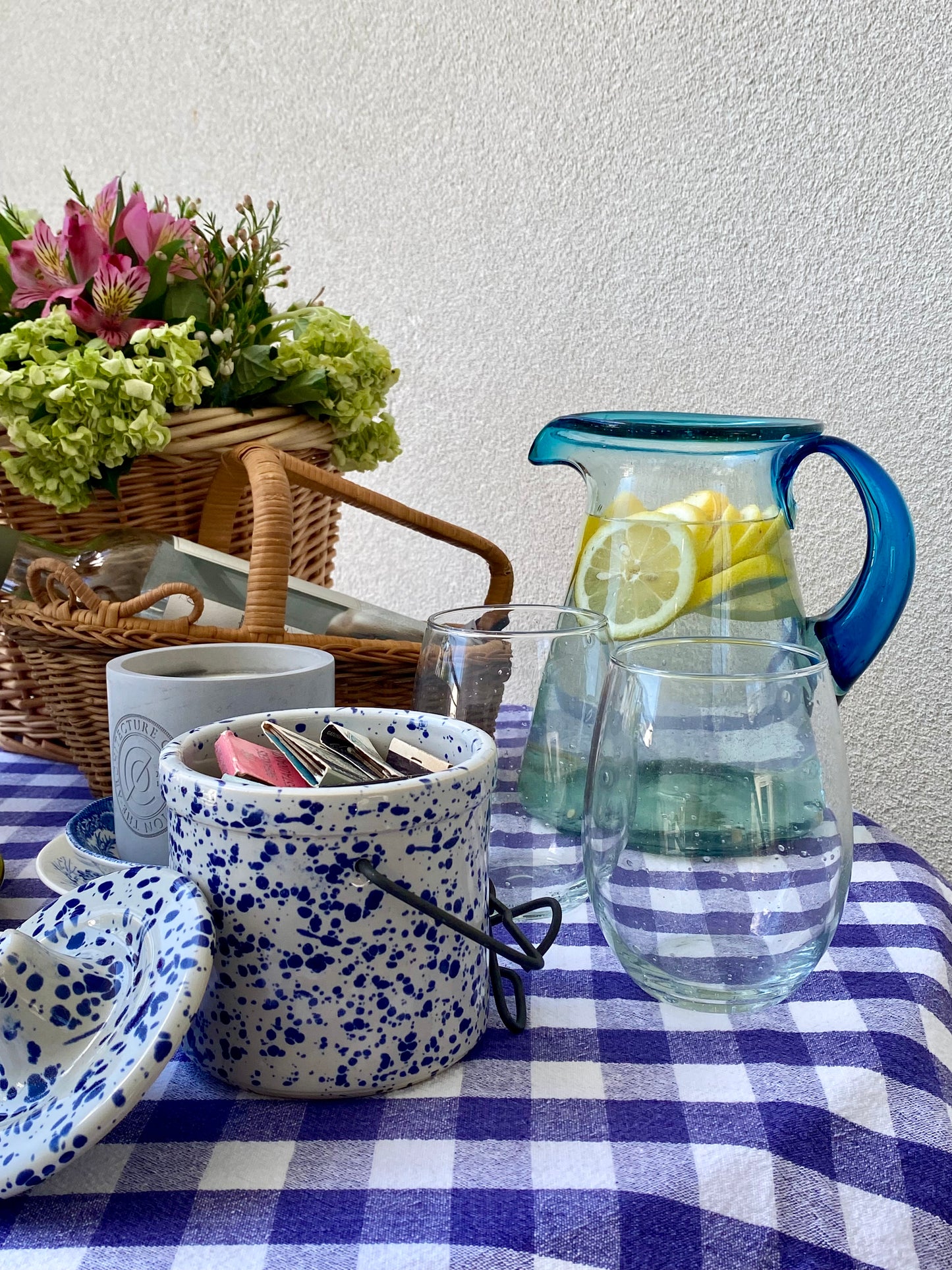 Blue Splatter Stoneware Crock