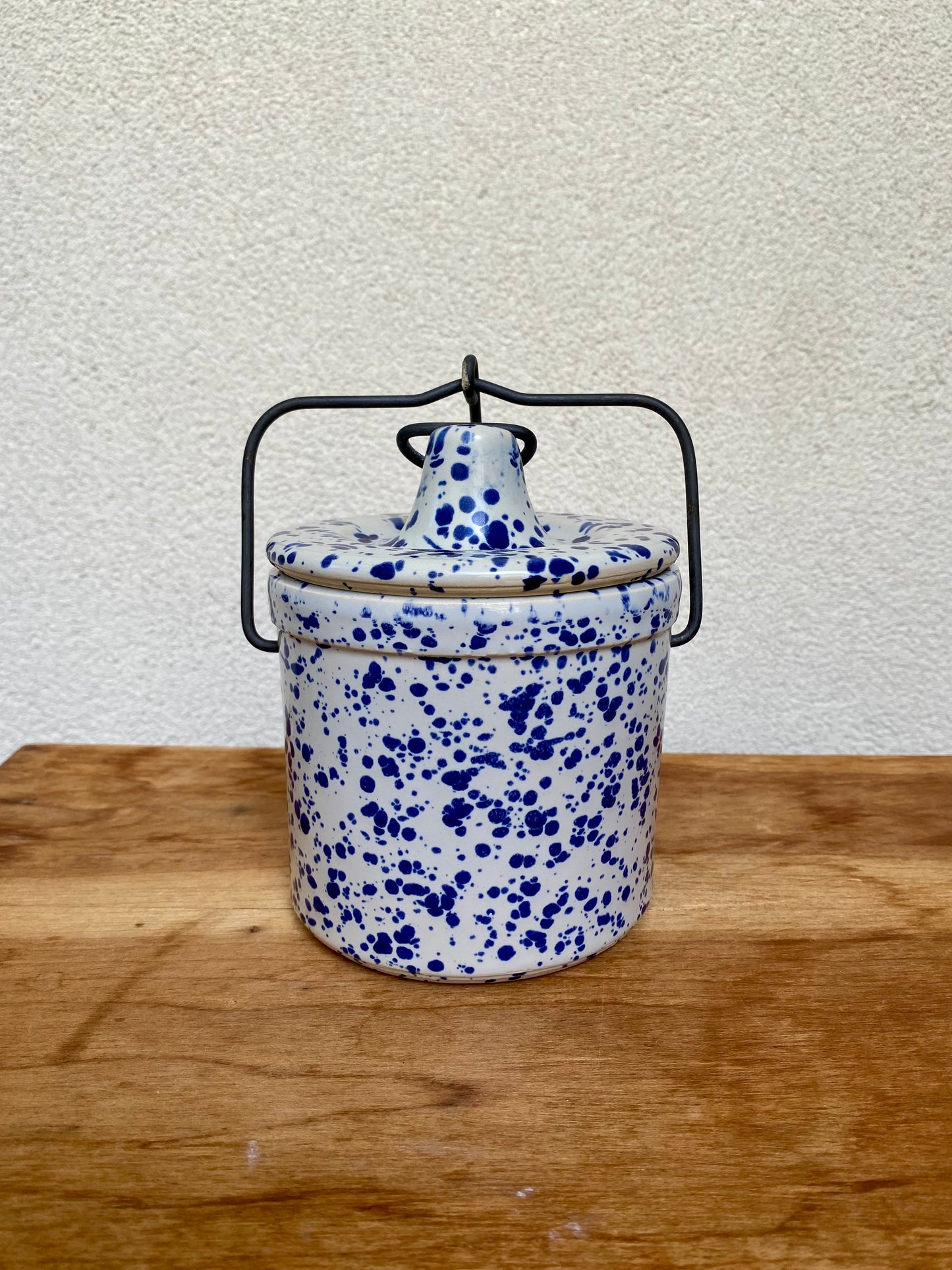 Blue Splatter Stoneware Crock