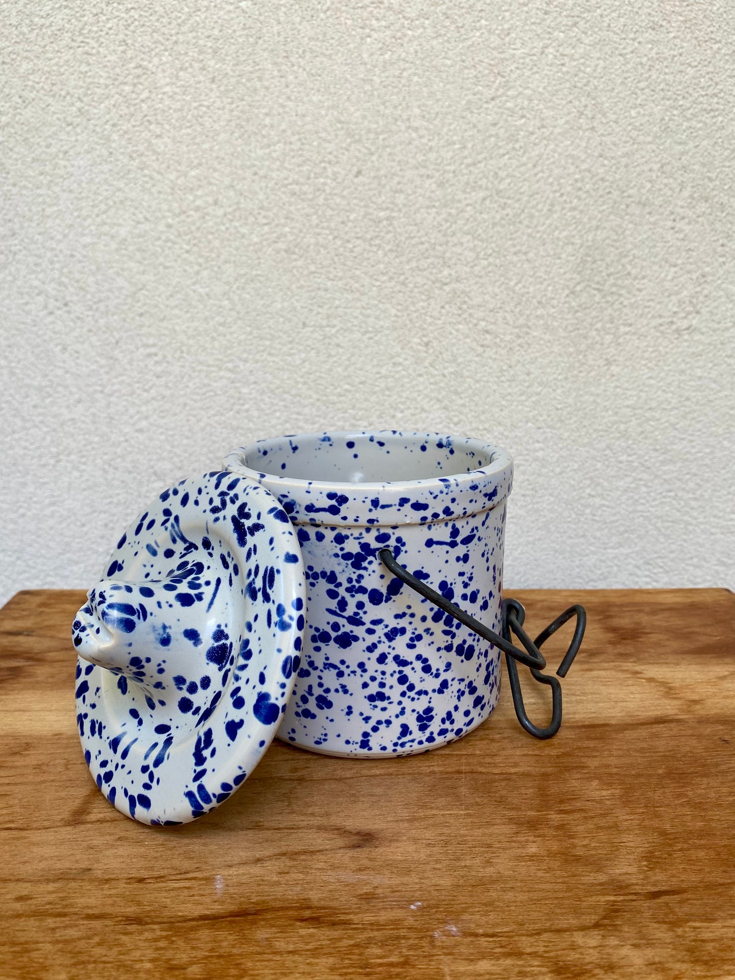 Blue Splatter Stoneware Crock